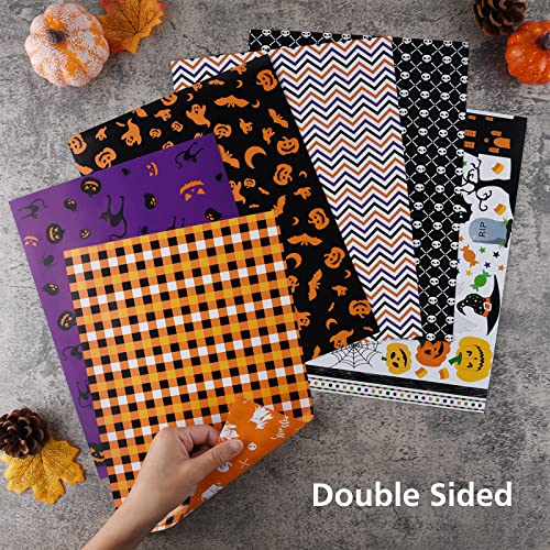 MIAHART 48 Sheet Halloween Pattern Paper Set A4 Size Decorative Craft Paper Origami Paper for Card Making Scrapbook,12 Designs - Image 4