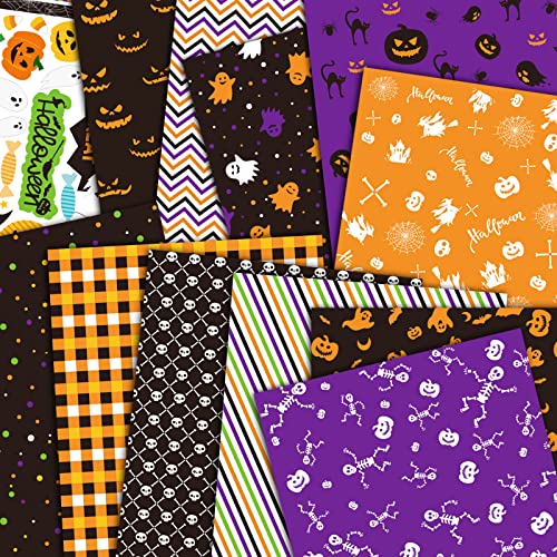 MIAHART 48 Sheet Halloween Pattern Paper Set A4 Size Decorative Craft Paper Origami Paper for Card Making Scrapbook,12 Designs - Image 1