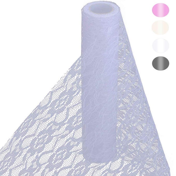 LACE ROLL 12 INCH 72FT LACE FABRIC FOR WEDDING LACE TABLE RUNNERS WHITE CHAIR SASH BOW DIY PARTY ART CRAFT DECORATE