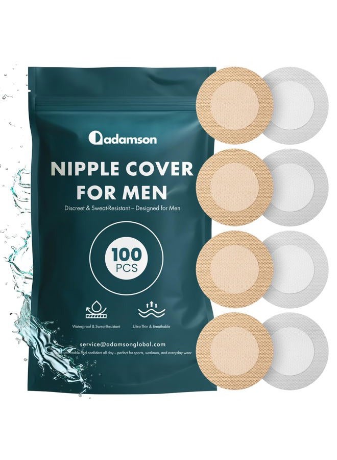 Adamson 100 Pads Men (50 Pairs) - Cover for Running & Sports - Tape Sweatproof & Invisible - Stickers - 25 White - 25 Beige - PAC2 - Image 1
