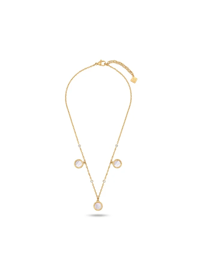 غاي لاروش Garance Gold-Plated Small Necklace with Mother of Pearl & Crystals