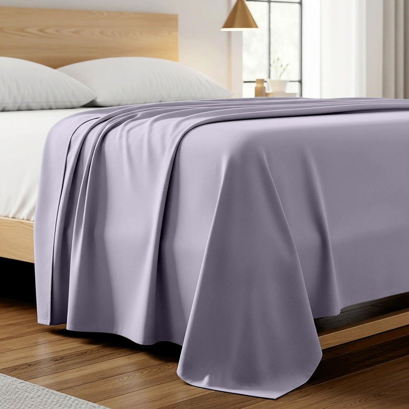 Mellanni California King Size Flat Sheet - Iconic Collection Bedding - Hotel Luxury, Extra Soft, Cooling - Wrinkle, Fade, Stain Resistant - 1 Flat Sheet Only (Cal King, Lavender) - Image 1