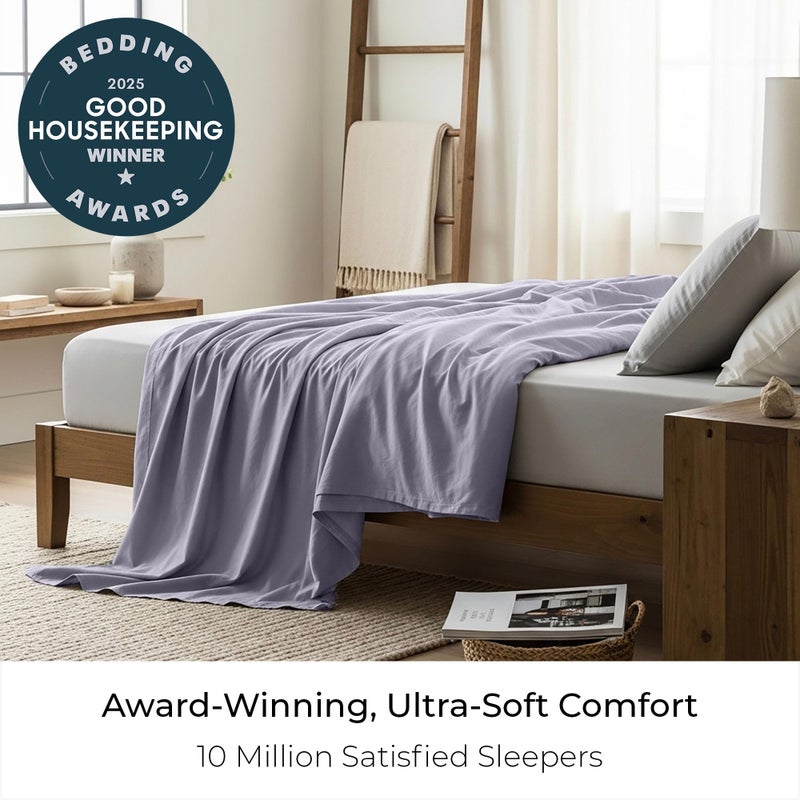 Mellanni California King Size Flat Sheet - Iconic Collection Bedding - Hotel Luxury, Extra Soft, Cooling - Wrinkle, Fade, Stain Resistant - 1 Flat Sheet Only (Cal King, Lavender) - Image 3