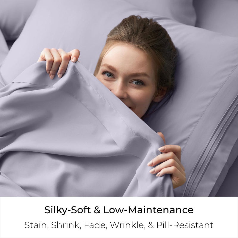Mellanni California King Size Flat Sheet - Iconic Collection Bedding - Hotel Luxury, Extra Soft, Cooling - Wrinkle, Fade, Stain Resistant - 1 Flat Sheet Only (Cal King, Lavender) - Image 5