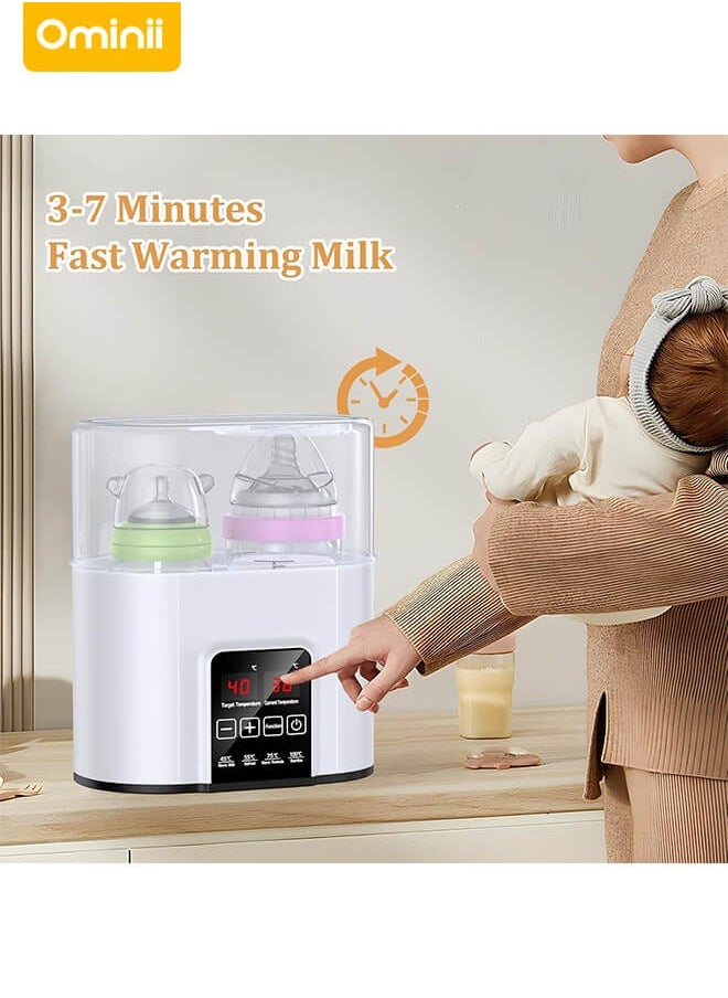 Ominii - 6-in-1 Multifunctional Bottle Warmer, Baby Food Heater Defrost BPA-Free,for Breastmilk and Formula with Timer - White - Image 1