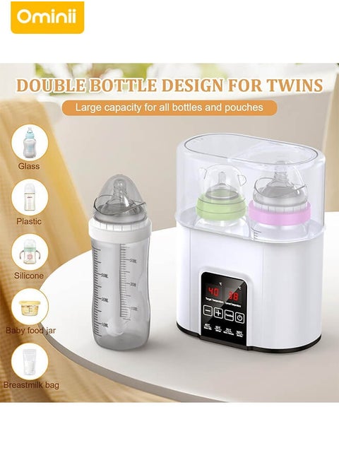 6-in-1 Multifunctional Bottle Warmer, Baby Food Heater Defrost BPA-Free,for Breastmilk and Formula with Timer - White