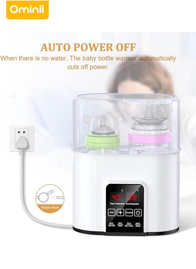 Ominii - 6-in-1 Multifunctional Bottle Warmer, Baby Food Heater Defrost BPA-Free,for Breastmilk and Formula with Timer - White - Image 1