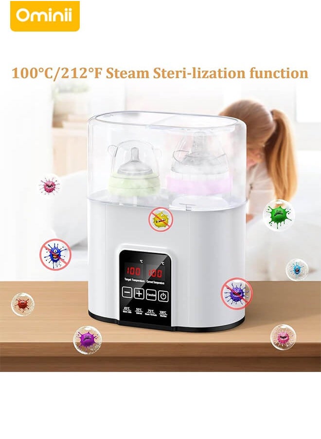 Ominii - 6-in-1 Multifunctional Bottle Warmer, Baby Food Heater Defrost BPA-Free,for Breastmilk and Formula with Timer - White - Image 1