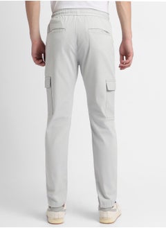 Dennis Lingo Slim Fit Light Grey Men's Cotton Lycra Solid Cargo Trouser, Mid Rise, Full Length, Casual,  - Image 5
