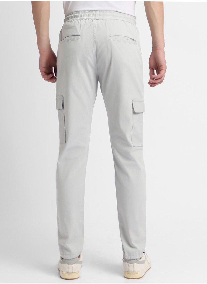 Dennis Lingo Slim Fit Light Grey Men's Cotton Lycra Solid Cargo Trouser, Mid Rise, Full Length, Casual,  - Image 5