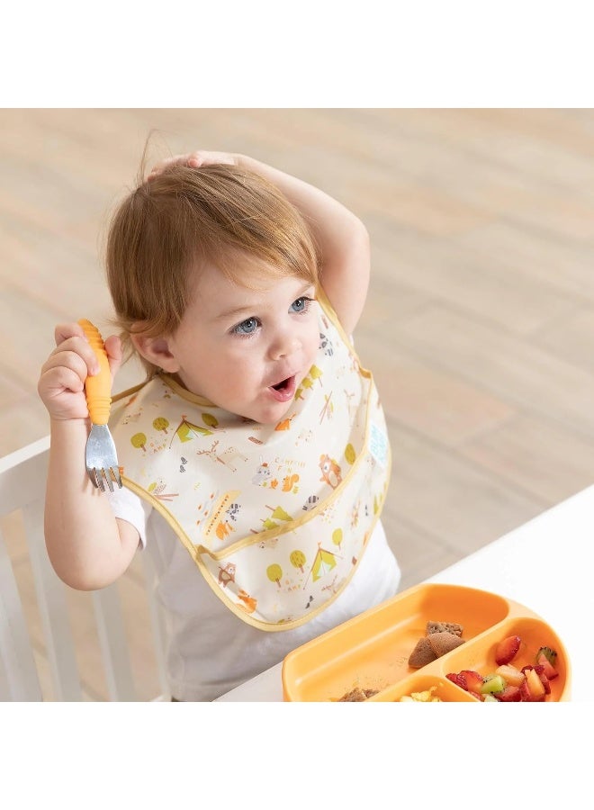 Bumkins Bibs for Girl or Boy, SuperBib Baby and Toddler 6-24 Months, Essential Must Have for Eating, Feeding, Baby Led Weaning Supplies, Mess Saving Catch Food, Waterproof Fabric 3-pk Happy Campers - Image 3