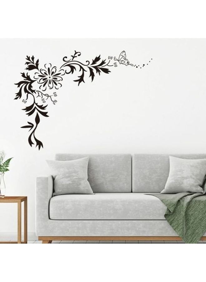 ماركة غير محددة ملصق جداري بتصميم عصري كبير للزينة على شكل زهور ومجموعة فراشات أسود 60*90سم  - Image 2