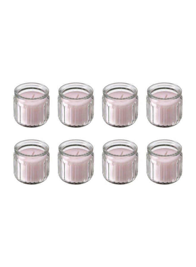 Baitique 8-Piece Scented Glass Candle Set – Pink Floral, Pale Pink, 12-Hour Burn - Image 1
