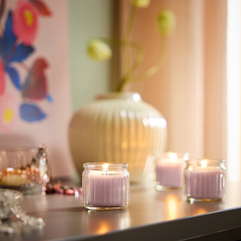 Baitique 8-Piece Scented Glass Candle Set – Pink Floral, Pale Pink, 12-Hour Burn - Image 3
