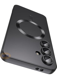 Magnetic Case for Samsung Galaxy S24 FE, [MagSafe Compatible][Built-in Camera Lens Protector][Light Slim] Soft Silicone Bumper Shockproof Matte Case Cover for Samsung Galaxy S24 FE 5G 6.7 inch, Black