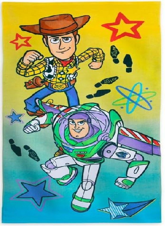 Disney store منشفة استحمام للأطفال من ديزني ستور، توي ستوري، ناعمة وامتصاصها عالي، منشفة شاطئ 100% قطن، 29 × 59 بوصة، منشفة استحمام عالية الامتصاص للحمام - Image 1