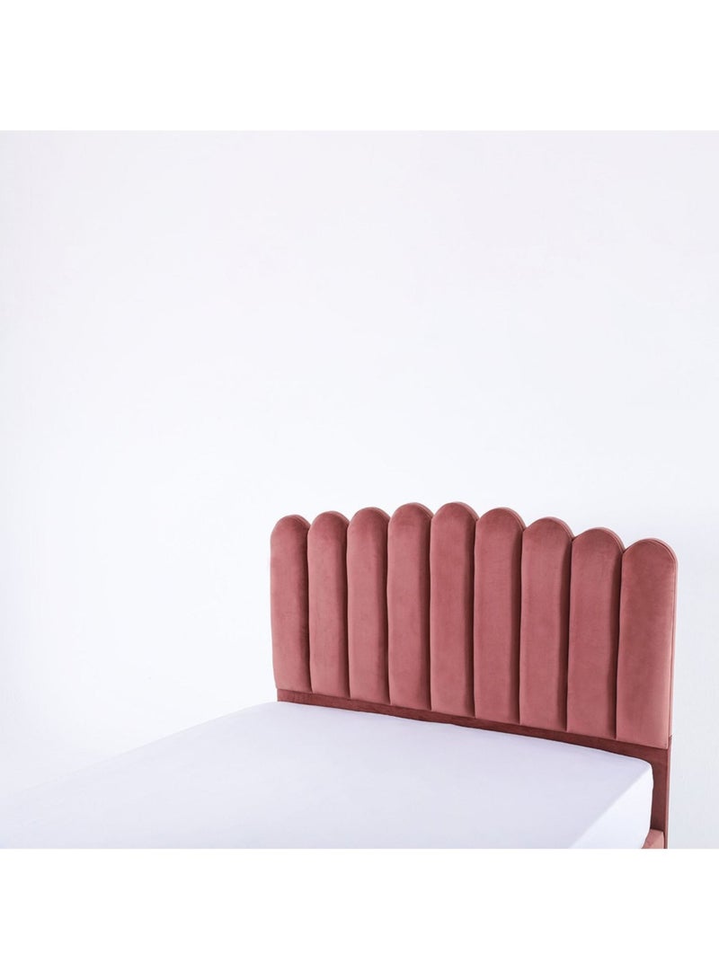 Karnak Almira Upholstered Velvet Bed Frame Bedroom Furniture Strong And Sturdy Modern Design Wooden Bed | Quiet & Comfortable (Queen - 160x200cm, Pink) - Image 5