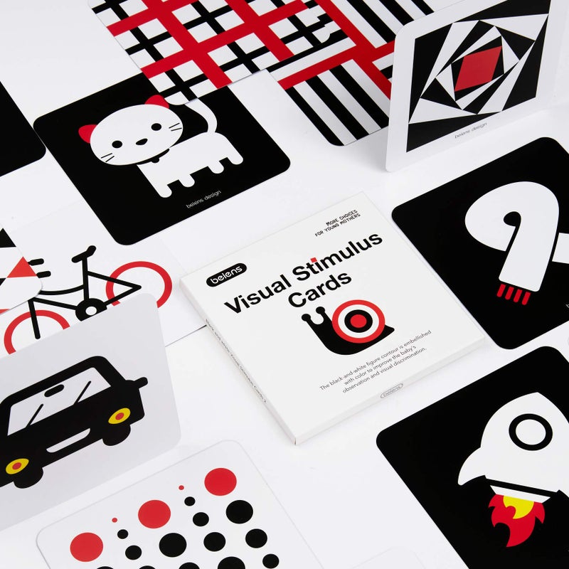 beiens High Contrast Baby Flashcards Newborn Brain Development Toys Visual Stimulation Learning Activity Cards 20 PCs 40 Pages Educational Infants Gift 36 Months Black White Color