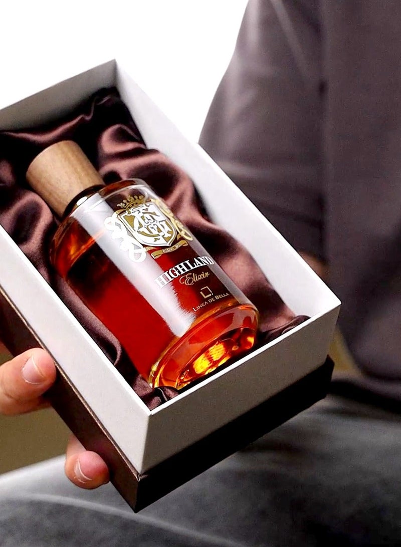Linea De Bella Highland Elixir Luxury Men’s Perfume with Amber & Incense | Long Lasting Oud Perfume for Men – 100ML | Best Oud Fragrance for Men - Image 1