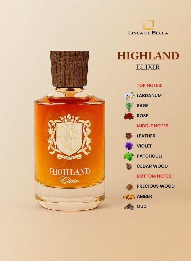 Linea De Bella Highland Elixir Luxury Men’s Perfume with Amber & Incense | Long Lasting Oud Perfume for Men – 100ML | Best Oud Fragrance for Men - Image 2