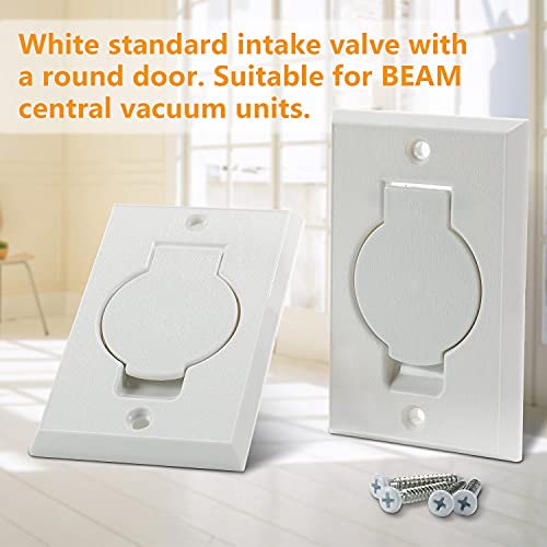 Pokin Standard Central Vacuum Wall Plate Inlet Valve Cover, for Beam Central Vac Installation Parts, Nutone Vacuum Wall Plate, White Round Door - 2 Pack - Image 3