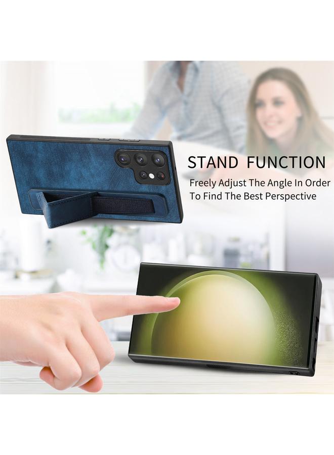 S-TOP Case For Samsung Galaxy S23 Ultra 5G Retro Wristband Holder Leather Back Phone Case - Image 4