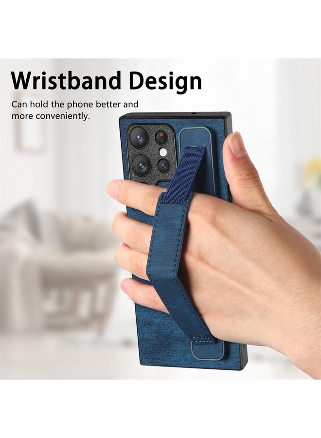 S-TOP Case For Samsung Galaxy S23 Ultra 5G Retro Wristband Holder Leather Back Phone Case - Image 3