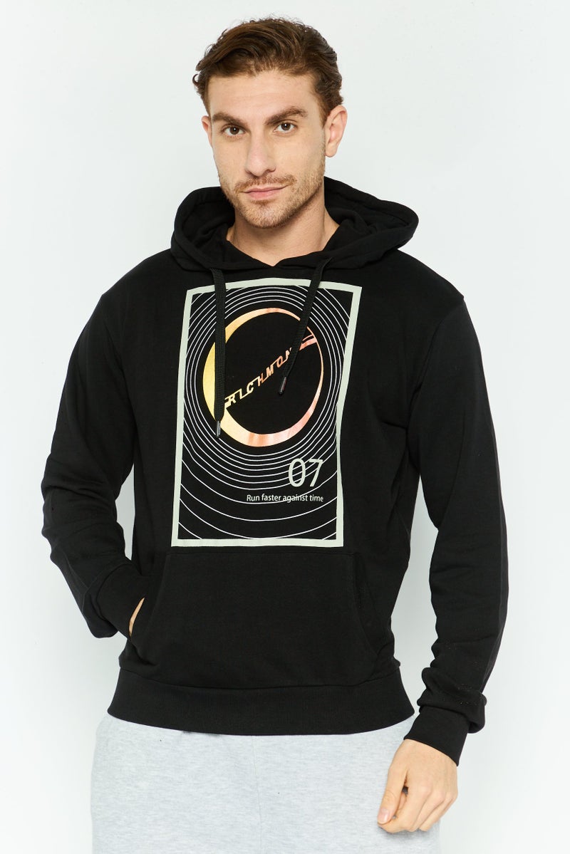 JOHN RICHMOND Men Sportswear Fit Long Sleeve Outdoor Sweatshirt, Black - Image 1