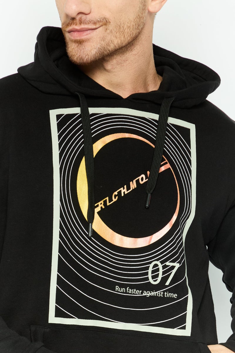 JOHN RICHMOND Men Sportswear Fit Long Sleeve Outdoor Sweatshirt, Black - Image 3