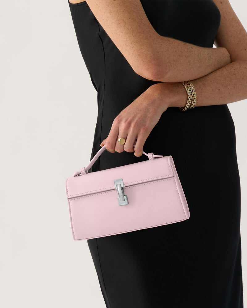Apryl Clutch Purses for Women - Small Evening Bag - Trendy Top Handle Purse - Adjustable Crossbody Handbag PU Leather - Pink - Image 2