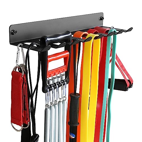 Lovind Multi-Purpose Gym Equipment Storage Rack Resistance Bands Storage Hanger Barbell Rack Heavy Duty Gym Rack for Exercise Bands, Lifting Belts and Jump Ropes (17" / 8 prongs) - Image 1