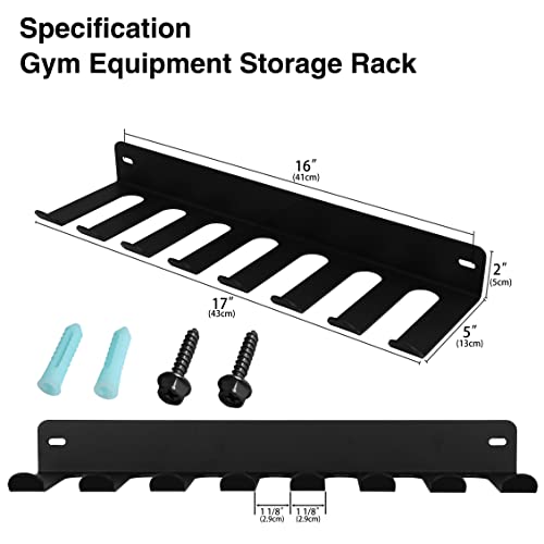 Lovind Multi-Purpose Gym Equipment Storage Rack Resistance Bands Storage Hanger Barbell Rack Heavy Duty Gym Rack for Exercise Bands, Lifting Belts and Jump Ropes (17" / 8 prongs) - Image 2