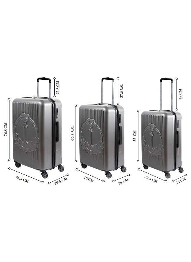 Biggdesign - 3-Piece ABS Hardshell Luggage Sets (20/24/28 inch), 360° Double Spinner Wheels, TSA Lock System Cabin Trolley Carryon Travel Luggage Set, Made in Turkey, Travel Suitcase - Ocean Grey - Image 1