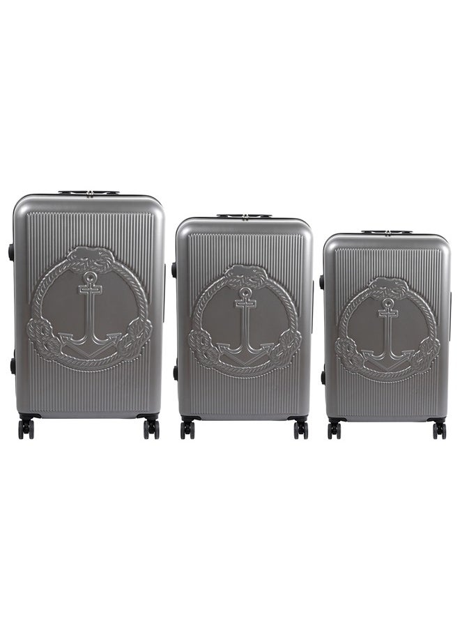Biggdesign - 3-Piece ABS Hardshell Luggage Sets (20/24/28 inch), 360° Double Spinner Wheels, TSA Lock System Cabin Trolley Carryon Travel Luggage Set, Made in Turkey, Travel Suitcase - Ocean Grey - Image 1
