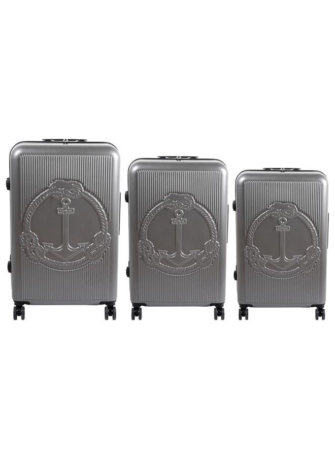 Biggdesign - Biggdesign 3 Piece Ocean Design Carry On Luggage Set Gray - Image 1