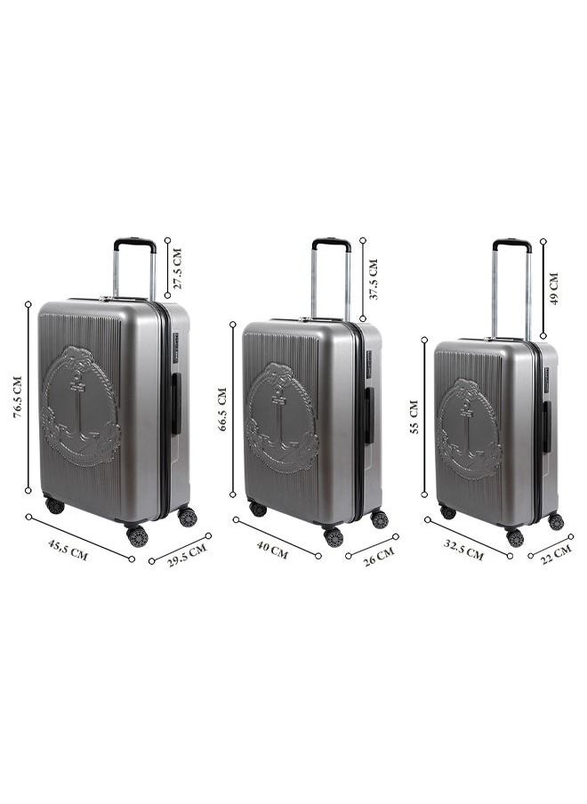 Biggdesign - Biggdesign 3 Piece Ocean Design Carry On Luggage Set Gray - Image 1