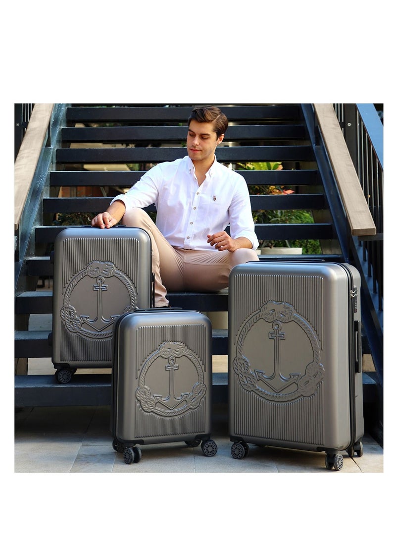 Biggdesign - Biggdesign 3 Piece Ocean Design Carry On Luggage Set Gray - Image 1