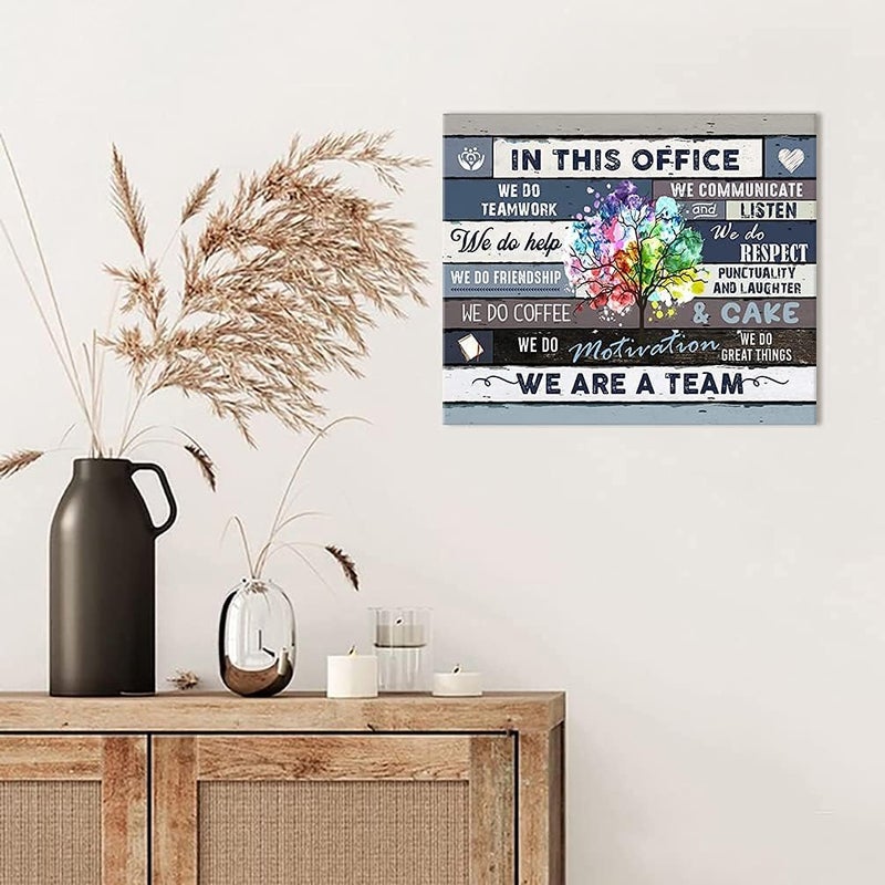 Kjfeoiye SOULDOOR Inspirational Wall Art For Office Motivational Quotes Wall Decor We Are A Team Framed Canvas Wall Art Modern Office Wall Decor Office Size, 24x20 Inch - Image 3