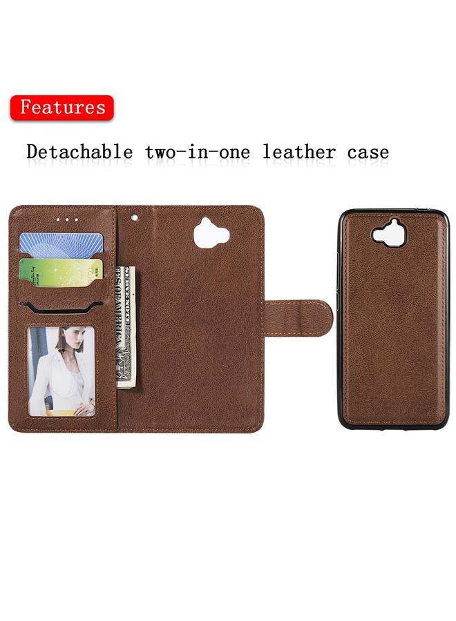 اس-توب جراب لهاتف Huawei Y6 Pro / Enjoy 5 جراب واقٍ أفقي قابل للطي بلون سادة مع حامل وفتحات للبطاقات ومحفظة وإطار صورة وحبل - Image 4