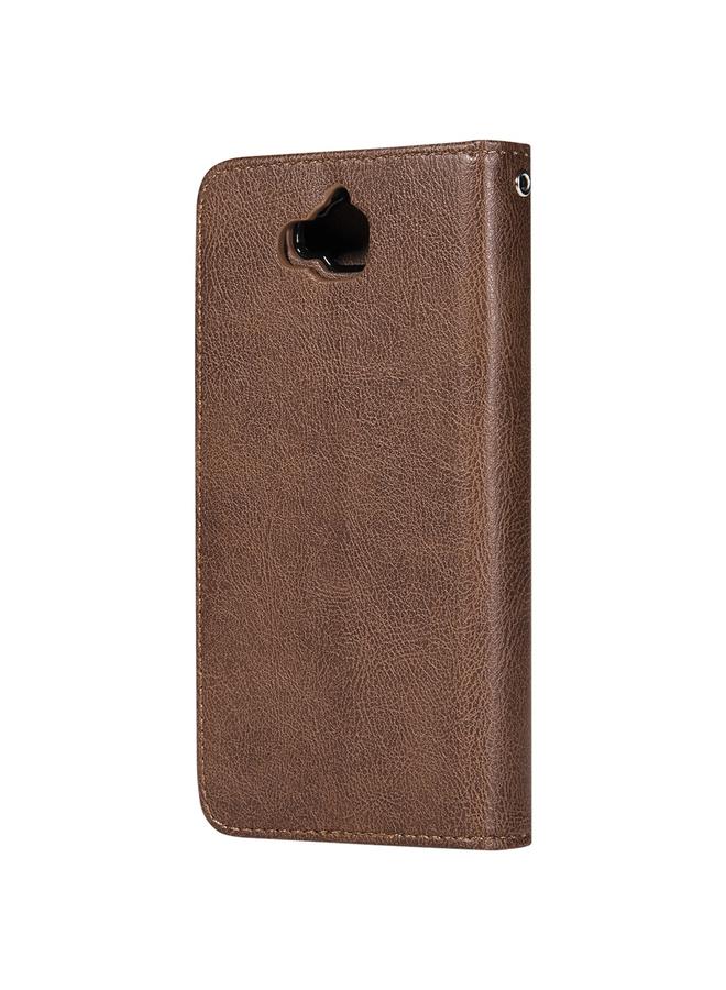 اس-توب جراب لهاتف Huawei Y6 Pro / Enjoy 5 جراب واقٍ أفقي قابل للطي بلون سادة مع حامل وفتحات للبطاقات ومحفظة وإطار صورة وحبل - Image 3