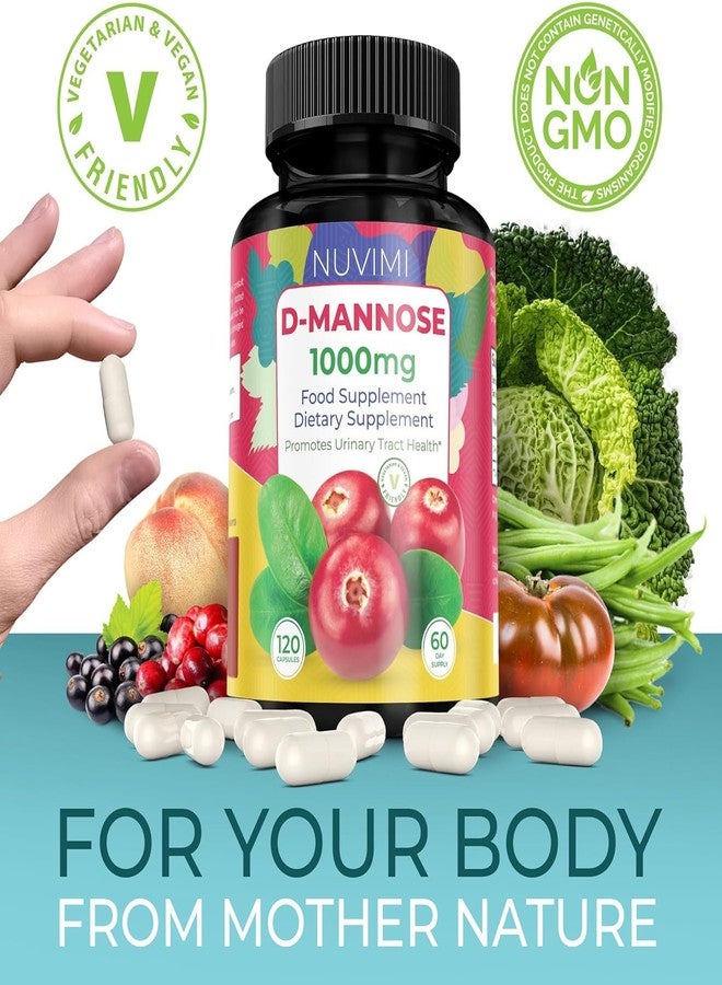 NUVIMI D Mannose 120 Capsules - 1000 mg per Dose - Dietary Supplement Helps Promote Urinary Tract Health - Natural Vegan UTI Defense - Image 3