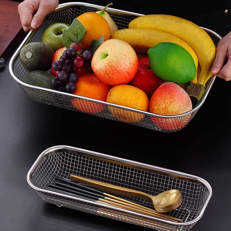 KANDPAND Steel Rectangle Drain BasketSpoon Holder Dish Drainer for Kitchen Drying Stand Bartan Over Sink Counter Dish Rack Bartan Over Sink Counter Drain Basket 30 20 6 - Image 3