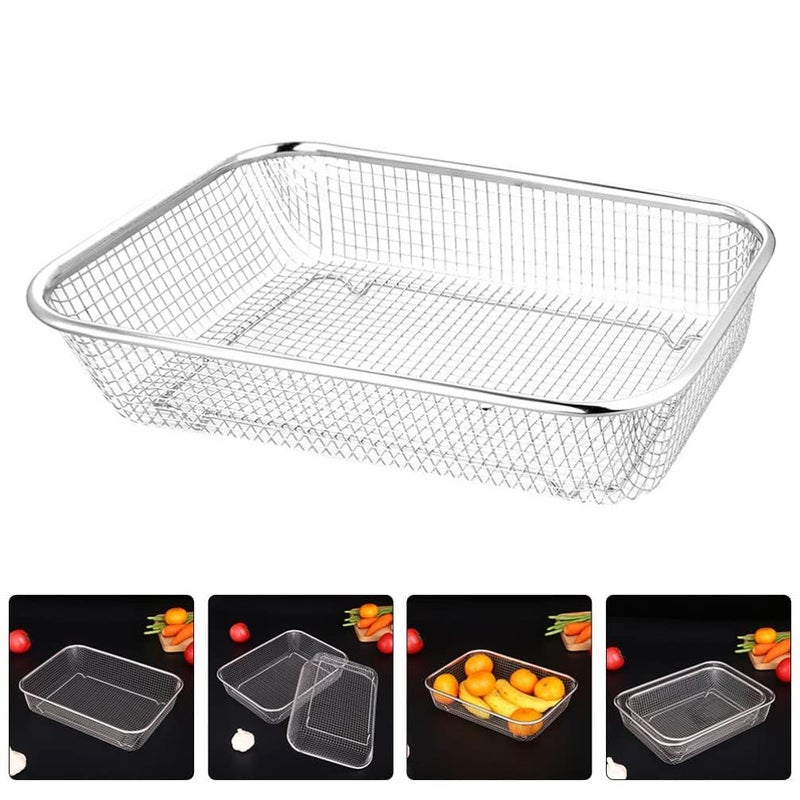 KANDPAND Steel Rectangle Drain BasketSpoon Holder Dish Drainer for Kitchen Drying Stand Bartan Over Sink Counter Dish Rack Bartan Over Sink Counter Drain Basket 30 20 6 - Image 2
