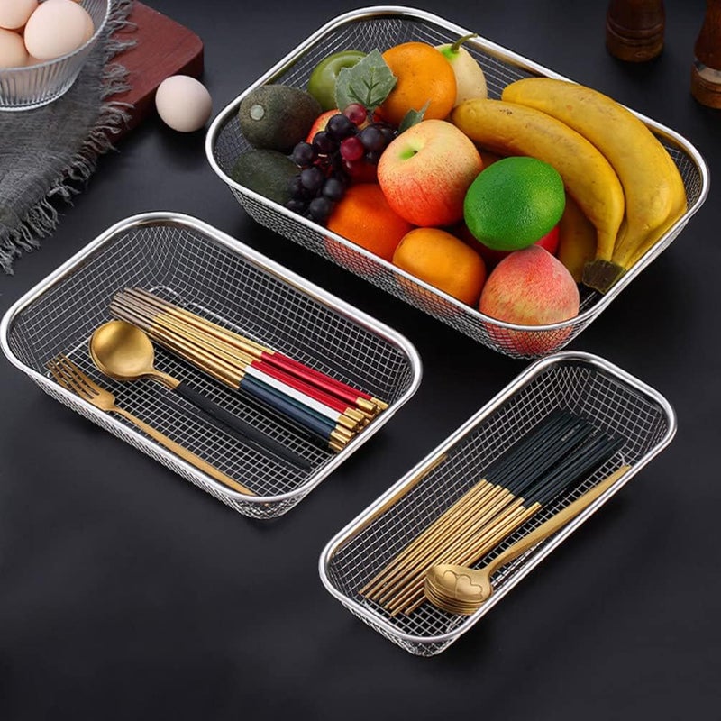 KANDPAND Steel Rectangle Drain BasketSpoon Holder Dish Drainer for Kitchen Drying Stand Bartan Over Sink Counter Dish Rack Bartan Over Sink Counter Drain Basket 30 20 6 - Image 5