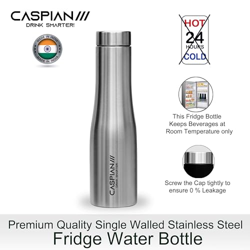 CASPIAN /// Aqua Stainless Steel Water Bottle (Silver, 1 Litre, Set of 6)| Leak Proof Thunder for Fridge Home Office Travel School Kids Boys Girls Adults Sports Gym Yoga - Image 4