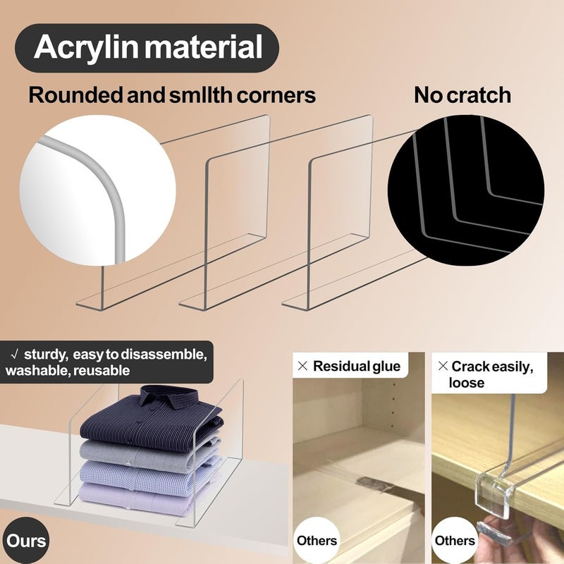 TPGP mioule Clear Acrylic Wardrobe Kitchen Shelf Divider - Image 2