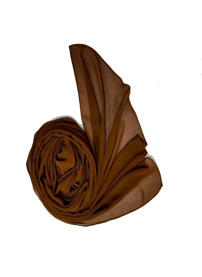 ماركة غير محددة - حجاب من فتاه - اسكارف - طرحة شيفون كريب مقاس مناسب - لون العسل - Image 1