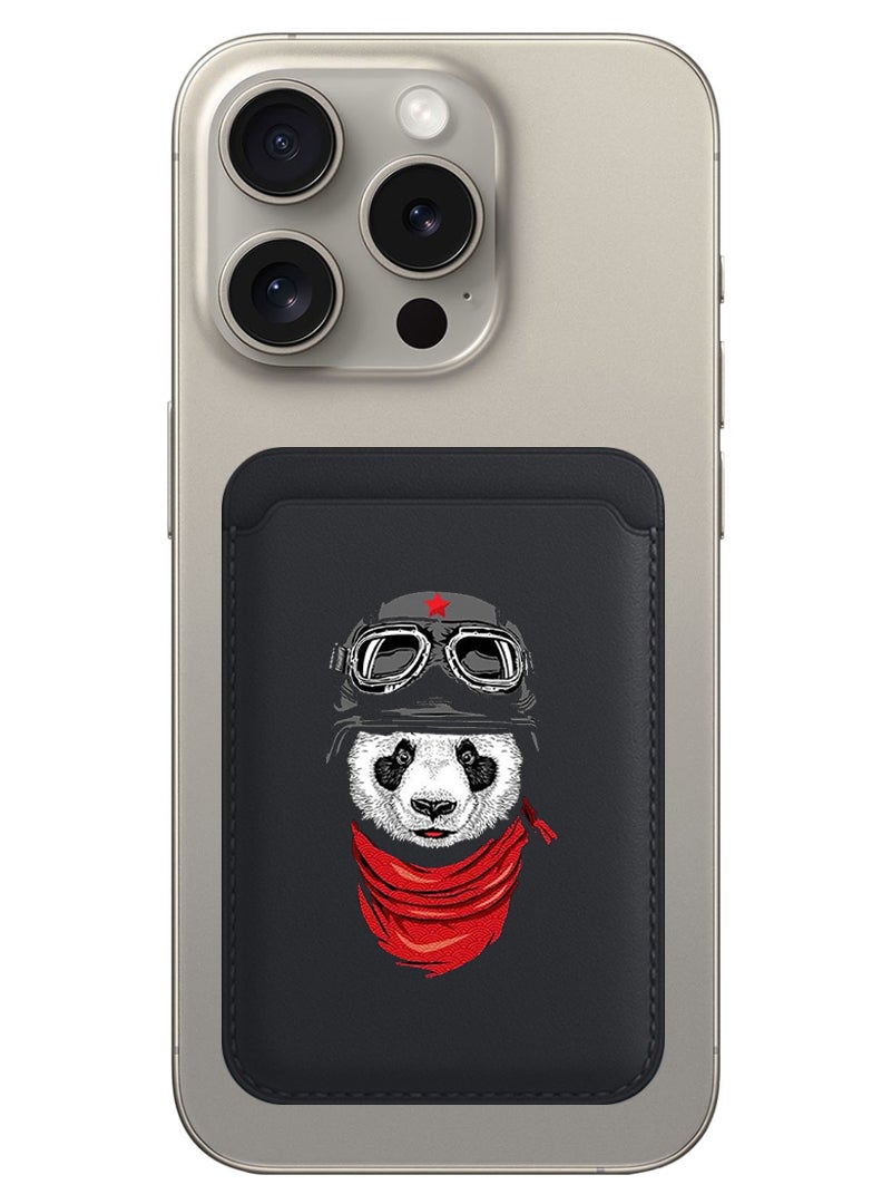 Theodor Magnetic Wallet, Compatible with MagSafe Wallet, for iPhone Wallet, for iPhone 16/15/14/13/12 Series, Not for iPhone 13/12 mini, 3 Card Holder, Vegan Leather, Black - Panda - Image 1