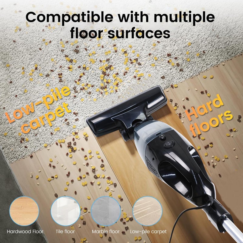 AccLoo 2-in-1 Handheld Vacuum Cleaner, 14–16KPa Strong Suction, Folding Brush Head, 5M Power Cord, 1.5L Large Dust Box, 1KG Lightweight Portable Cleaner - Image 3