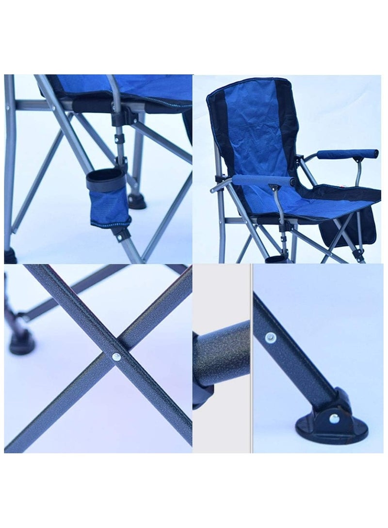 كينغ كامب كرسي تخييم قابل للطي بظهر مرتفع مبطن مع حامل اكواب، كرسي تخزين جانبي للشاطئ والصيد والتخييم والمشي لمسافات طويلة (يحمل حمولة 150 كغم) (اللون: ازرق داكن، المقاس: 95 × 58 × 58) - Image 3